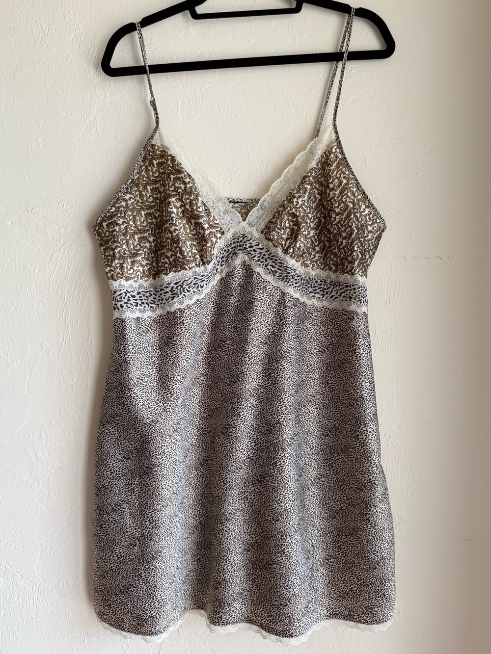 Secret Treasures Brown and Cream Lace Chemise